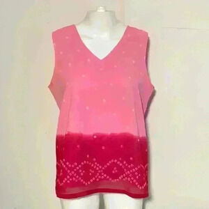 Vintage Anthony Womens Bandana Ombre Sleeveless V Neck Top Pink Y2K Size Medium